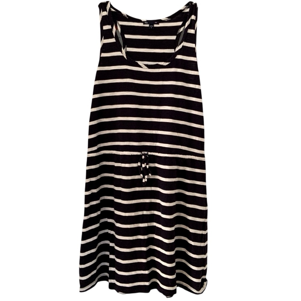 GAP Navy and White Striped Dress Cotton Modal Size Medium.